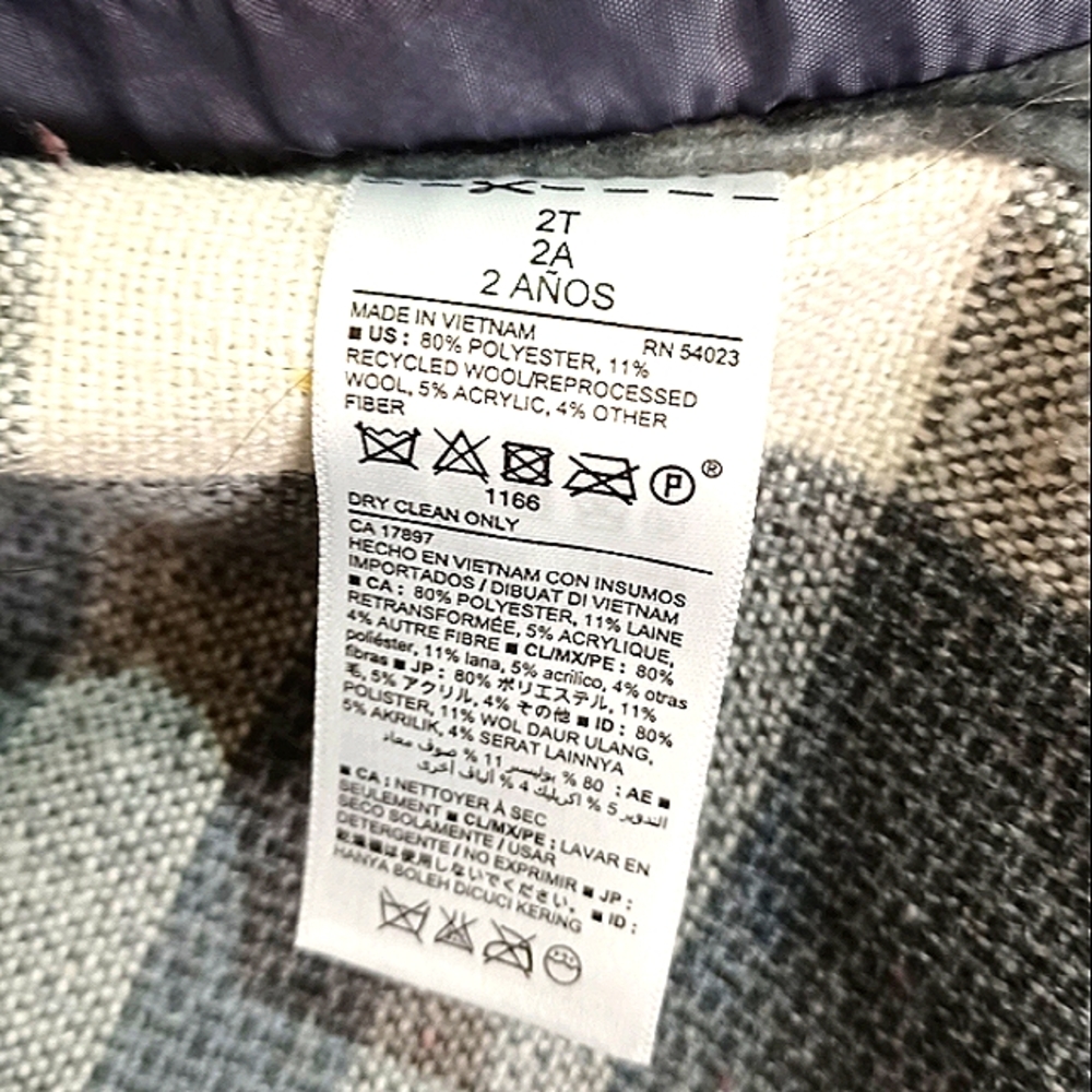 OLD NAVY Plaid Kids Toddler Children's Jacket Poncho Vest NWOT - Picture 7 of 8
